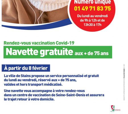 Rendez-vous vaccination Covid-19 - Navette gratuite aux + de 75 ans - Ville de Stains