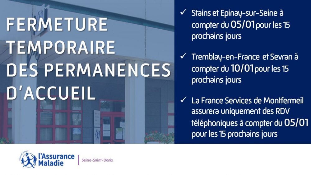 COVID-19 - Fermeture temporaire des permanences d’accueil - Ville de Stains