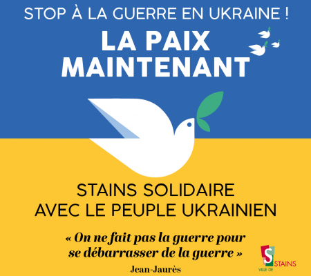 Sur le fronton de la mairie, le drapeau de la paix flotte - 2 - Ville de Stains