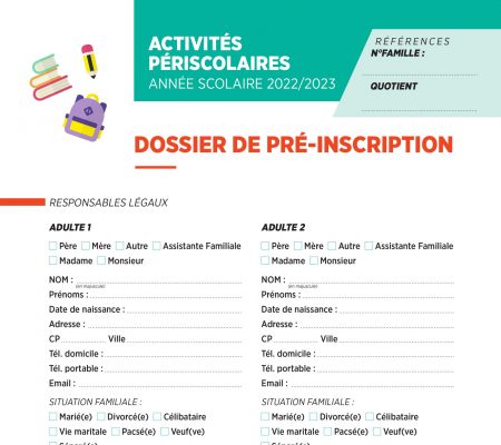 dossier de pré-inscription aux activités périscolaires