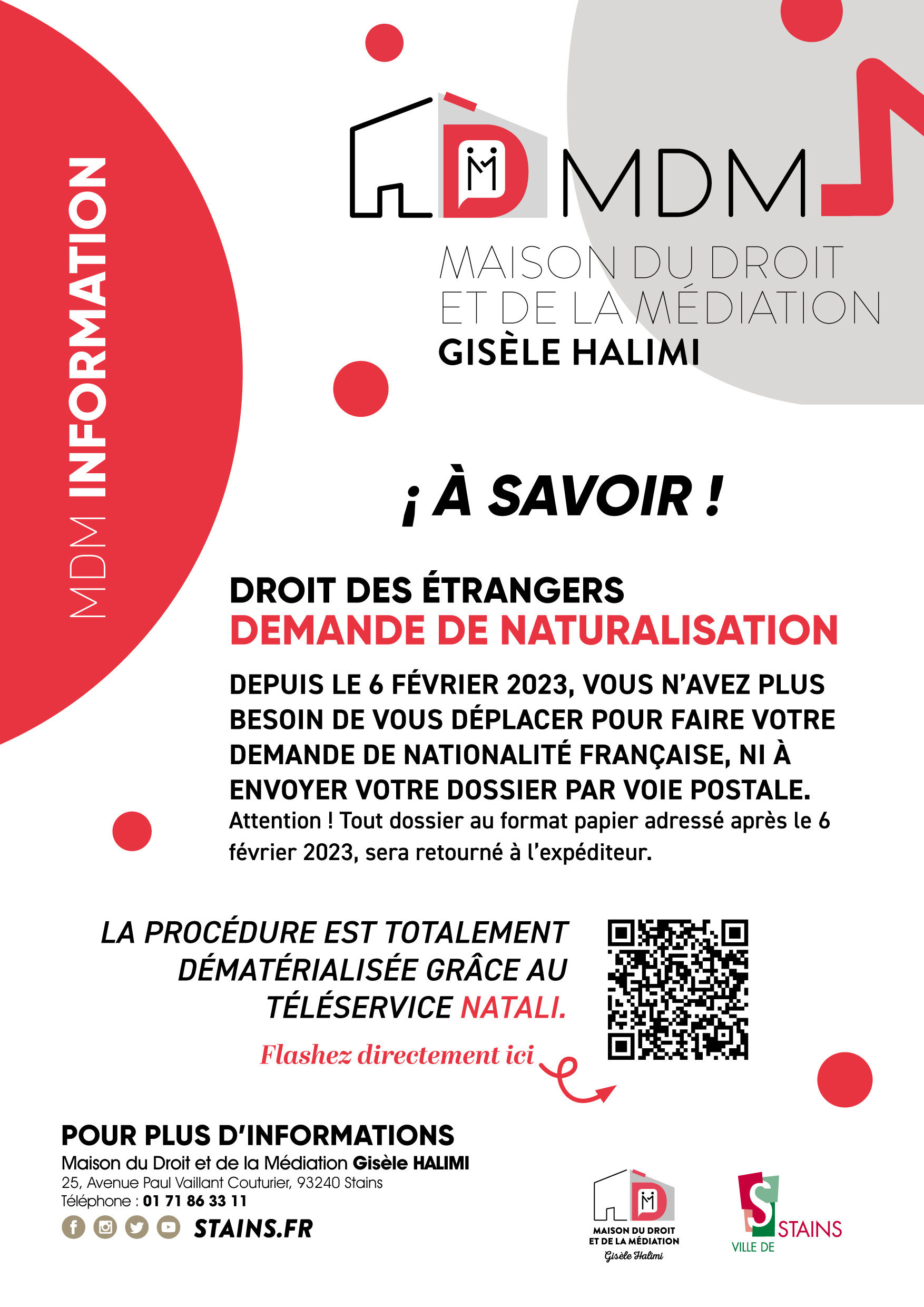 MDM Gisèle Halimi - Droit des étrangers / Demande de naturalisation - Ville de Stains